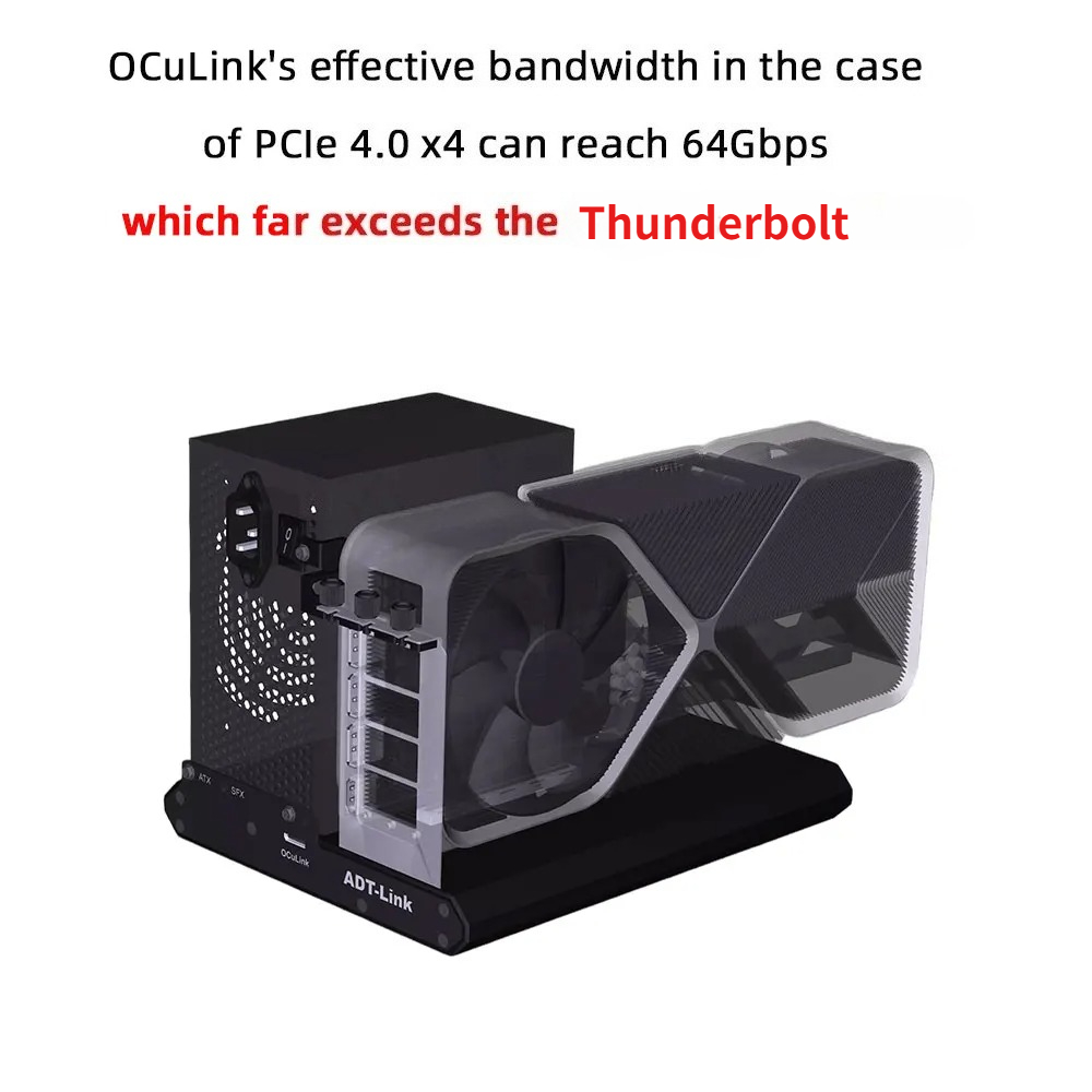 ADT-Link PCIe 4.0X4 64Gbs F9Q  - Oculink Gpu Dock Station ulasan dan harga